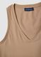 Beige cotton blend regular fit V-neck tank top_5