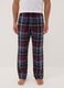 Pantaloni pigiama rossi e blu in flanella di puro cotone organico a quadri_1