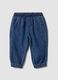 Blaue Denim-Hose aus Baumwoll-Viscose-Mix mit elastischem Bund_0