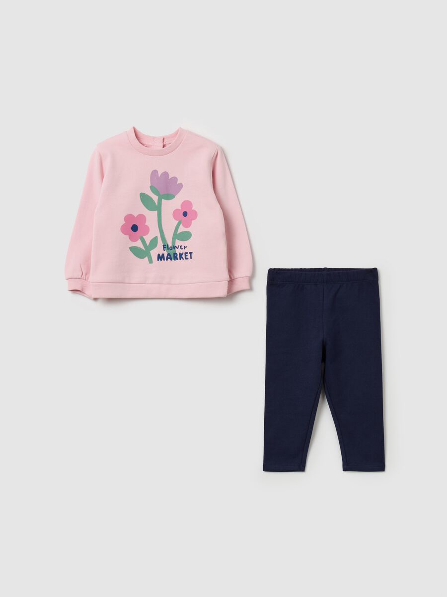 Fleece jogging set with floral print_0
