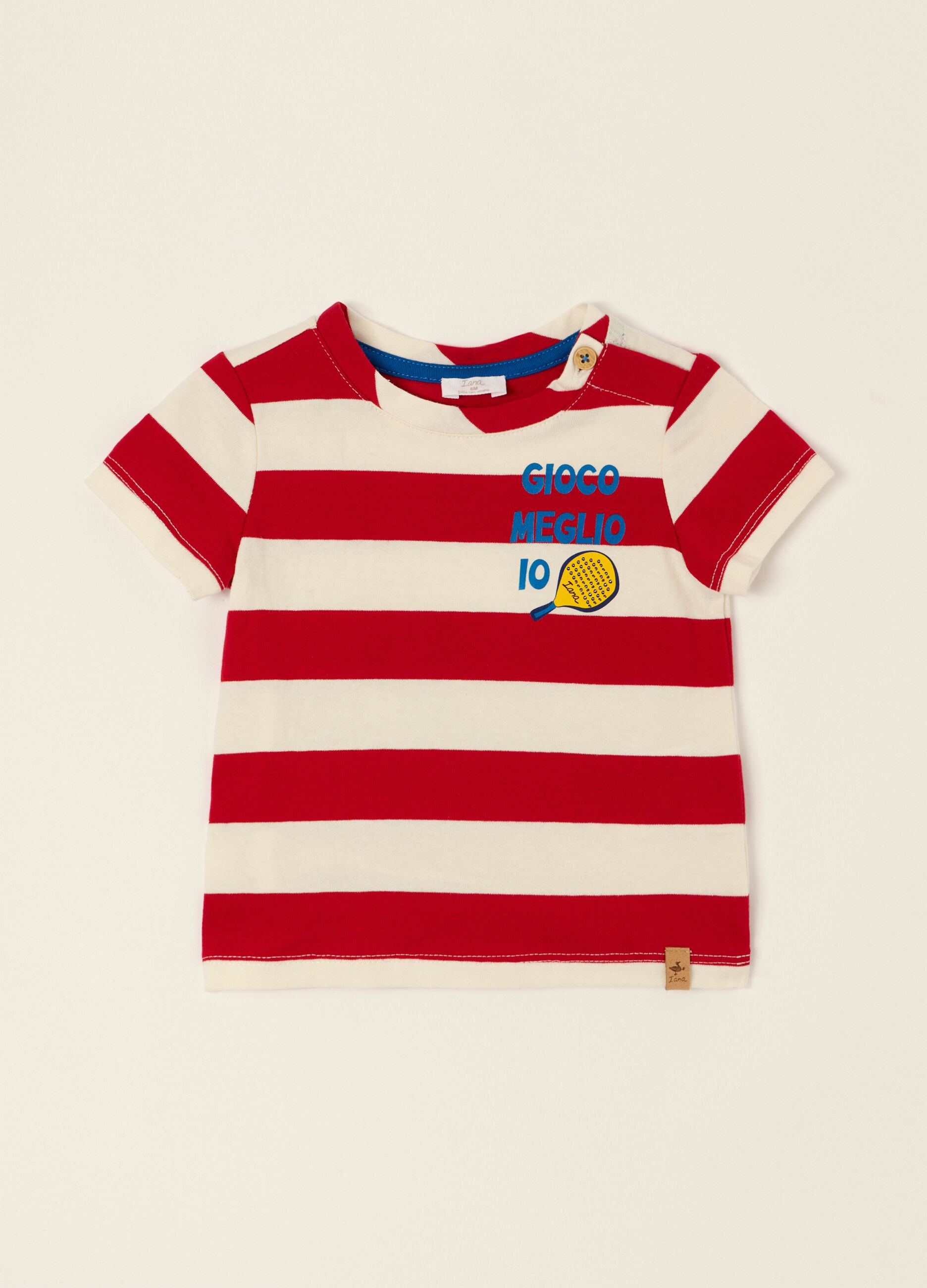 Multicolour striped pure cotton baby T-shirt, regular fit