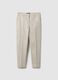 Beige stretch cotton satin trousers regular fit_5