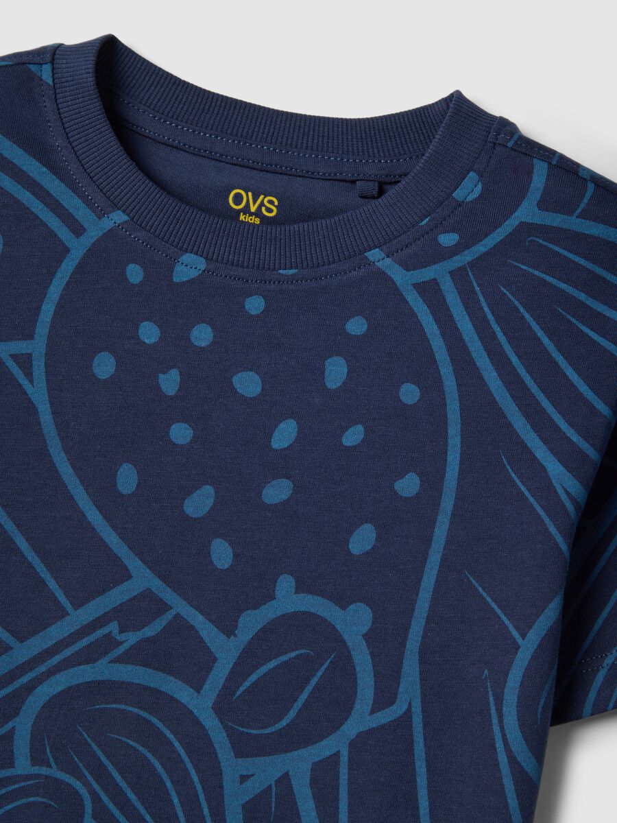 Blue pure cotton regular fit T-shirt for boys with print_3