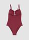Costume da bagno intero in tessuto elasticizzato rosso con spalline_0