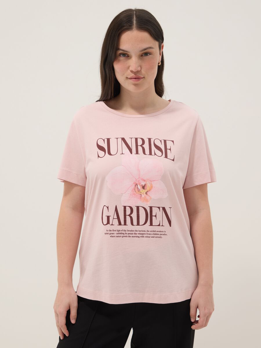 Rosa T-Shirt aus reiner Baumwolle mit Print, Regular Fit_1
