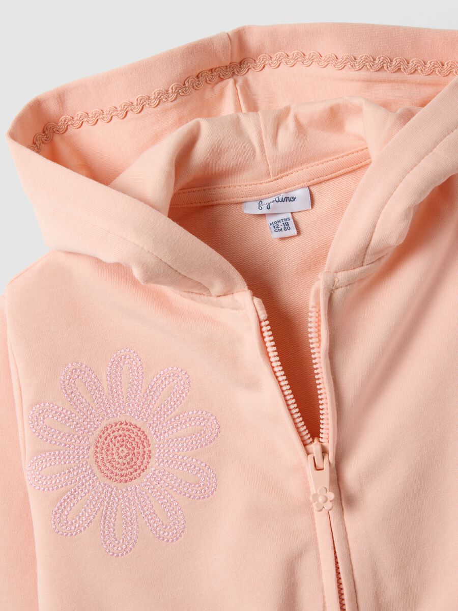 Rosa Sweatshirt aus elastischer Baumwolle f&uuml;r M&auml;dchen im Regular Fit mit Blumen_3