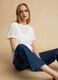 White regular fit t-shirt with floral net pattern_0