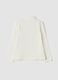 T-shirt bianca in cotone elasticizzato con Collo rialzato_5