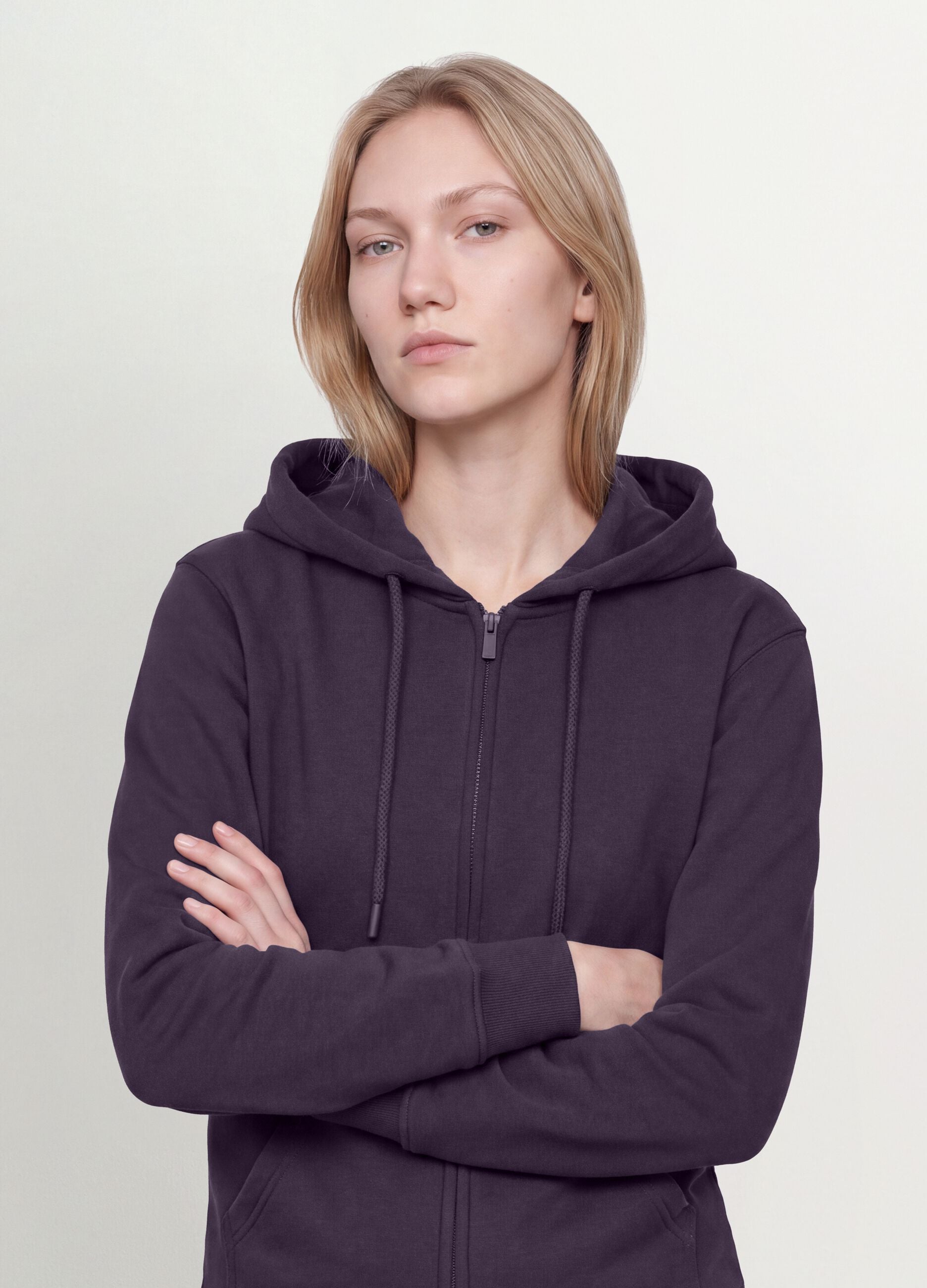 Purple cotton-blend hoodie, regular fit