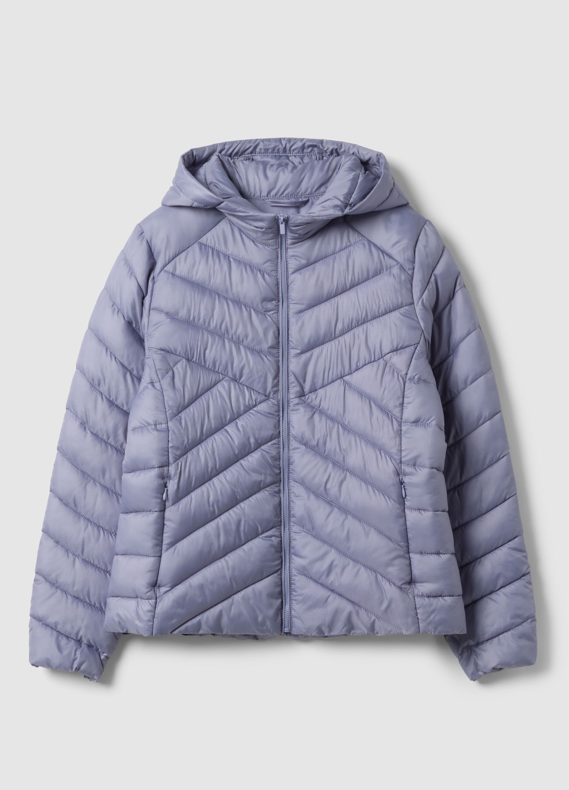 Purple padded jacket regular fit with hood