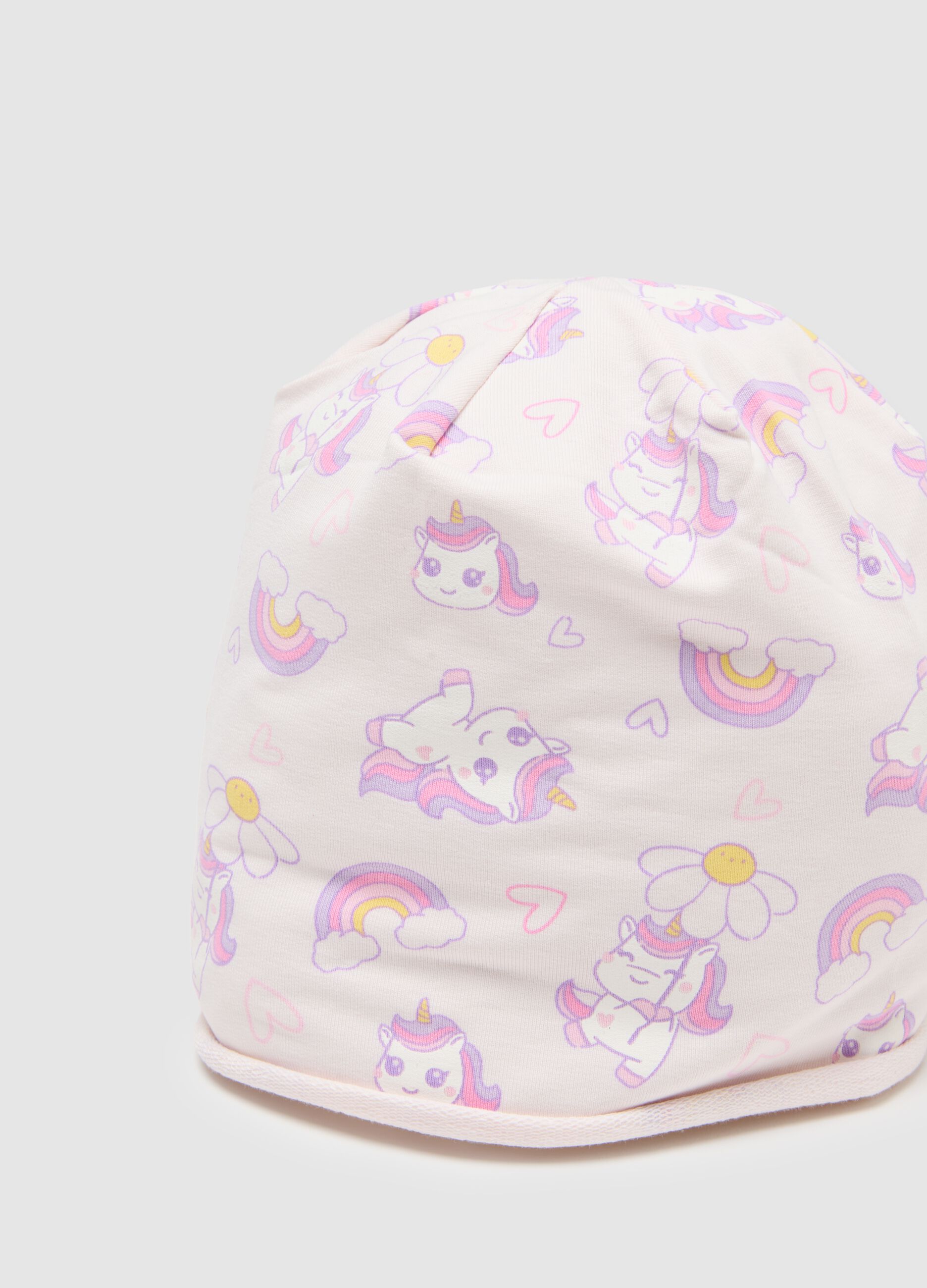 Bon&eacute; multicolorido de algod&atilde;o el&aacute;stico para menina com estampas