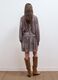 Purple dress with plunging V-neckline and elegant hem ruffle_3