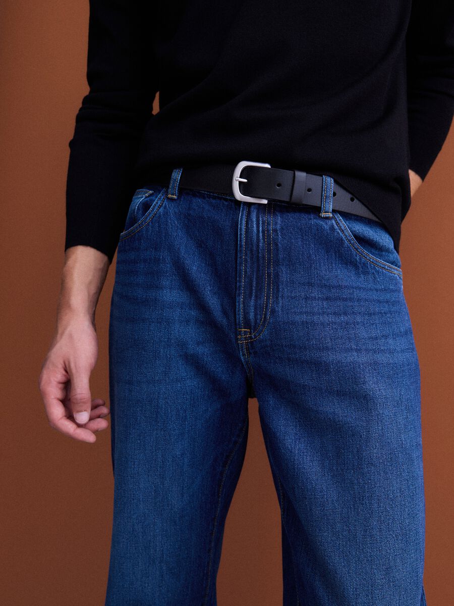 Jeans blu in puro cotone straight fit_3