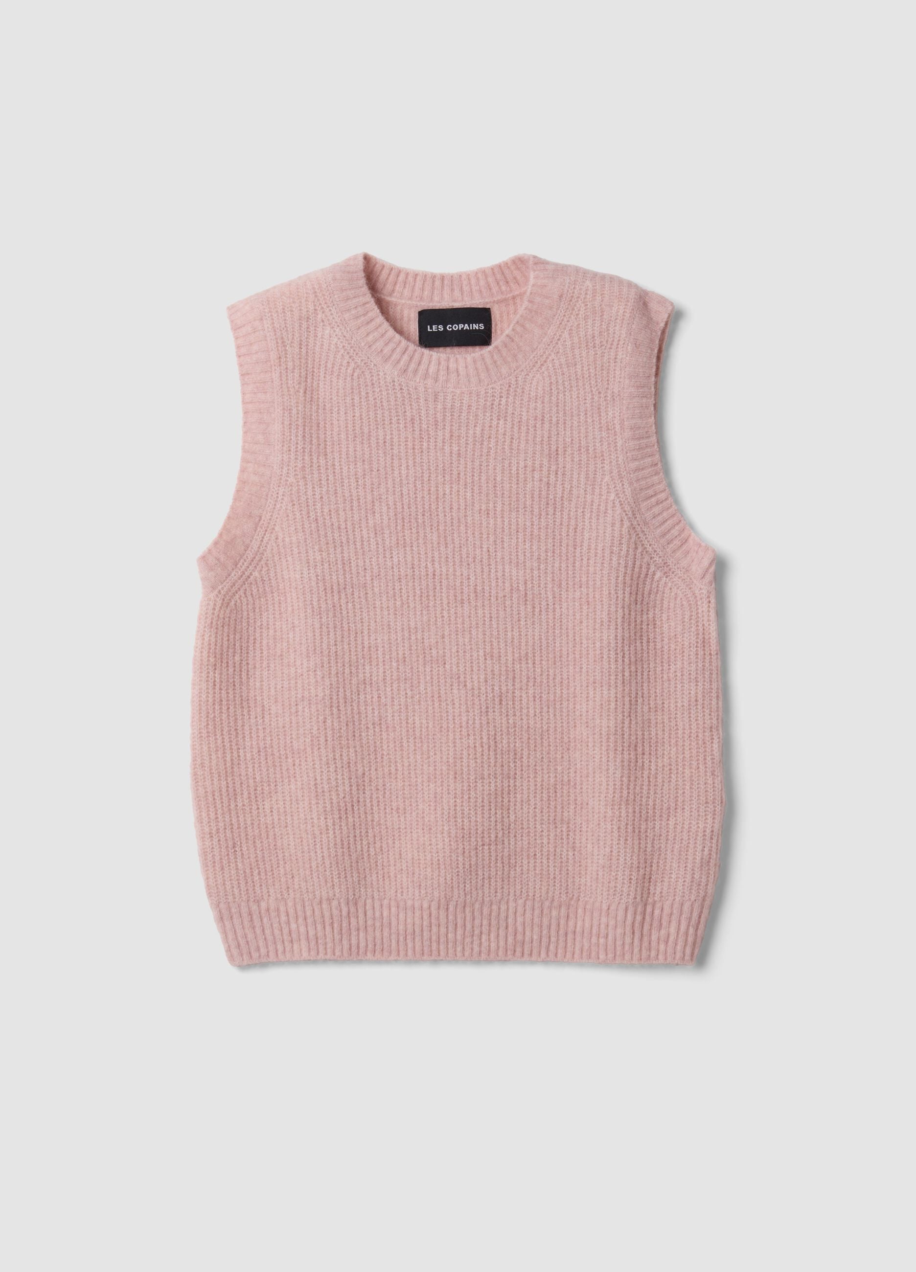 Pink crew-neck wool and alpaca stretch-knit gilet