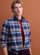 Blue and green checked pure cotton flannel shirt, regular fit_0