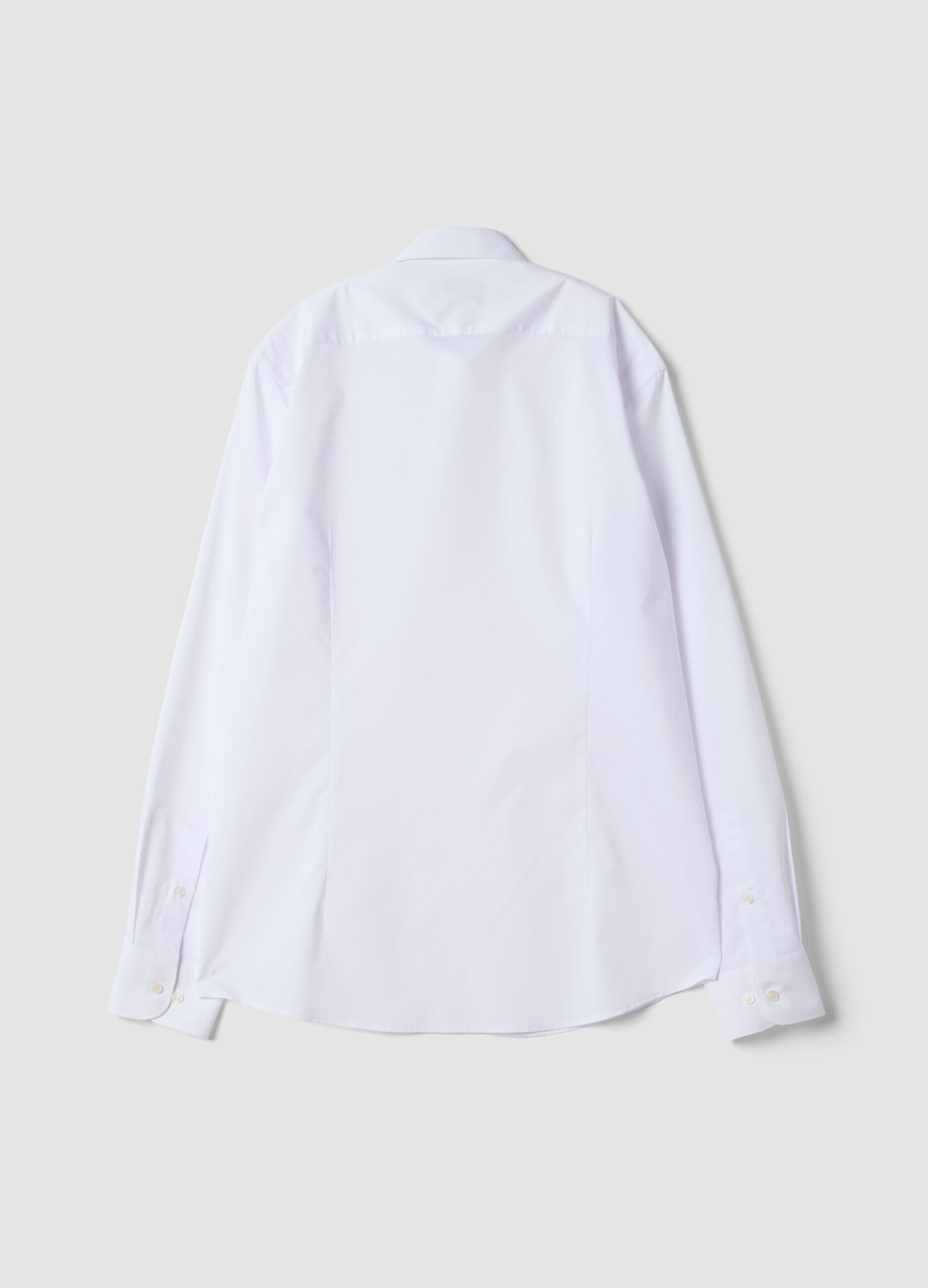 White lyocell-blend shirt with French collar, easy iron
