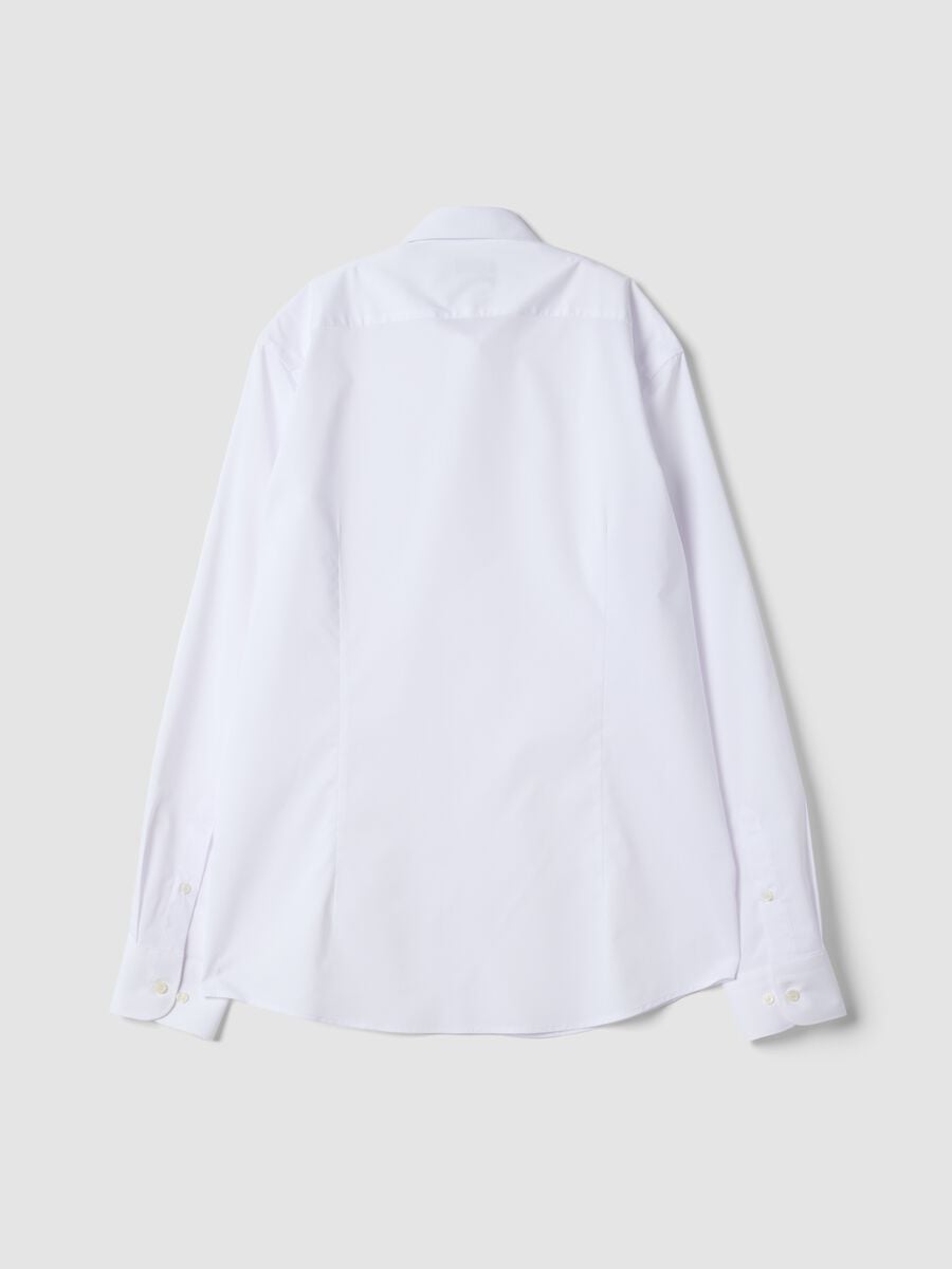 White lyocell-blend shirt with French collar, easy iron_2