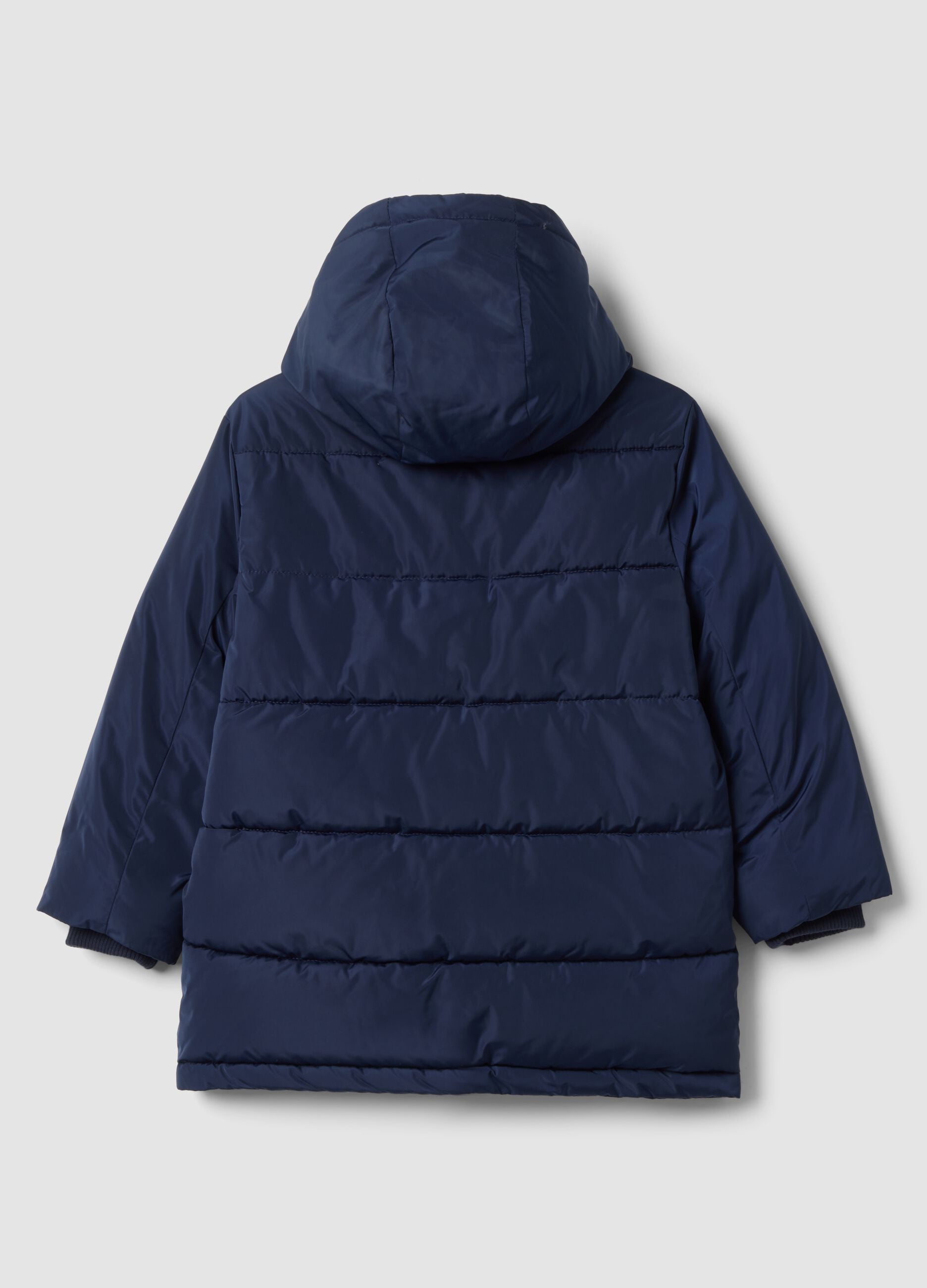 Navyblaue wattierte Jacke mit Kapuze