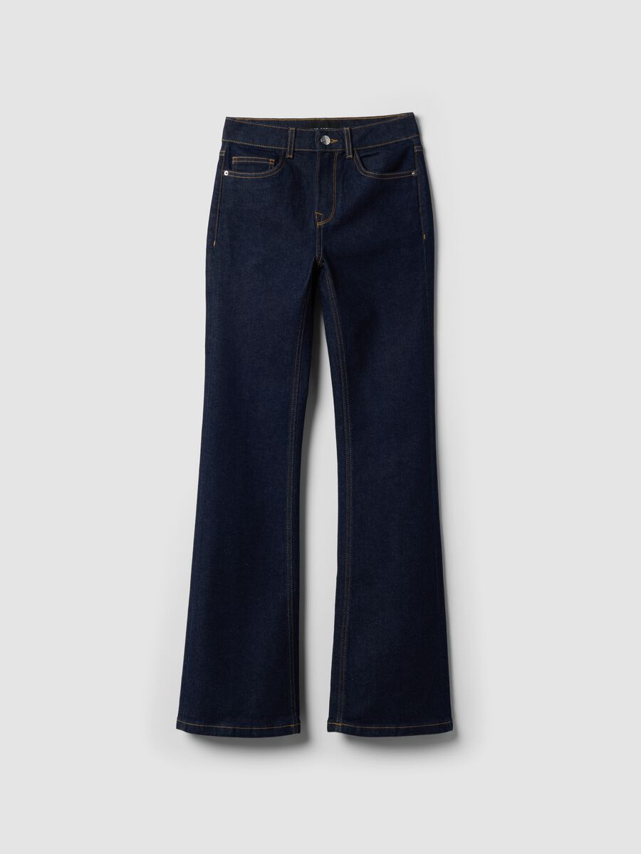 Blue stretch-cotton bootcut jeans_0
