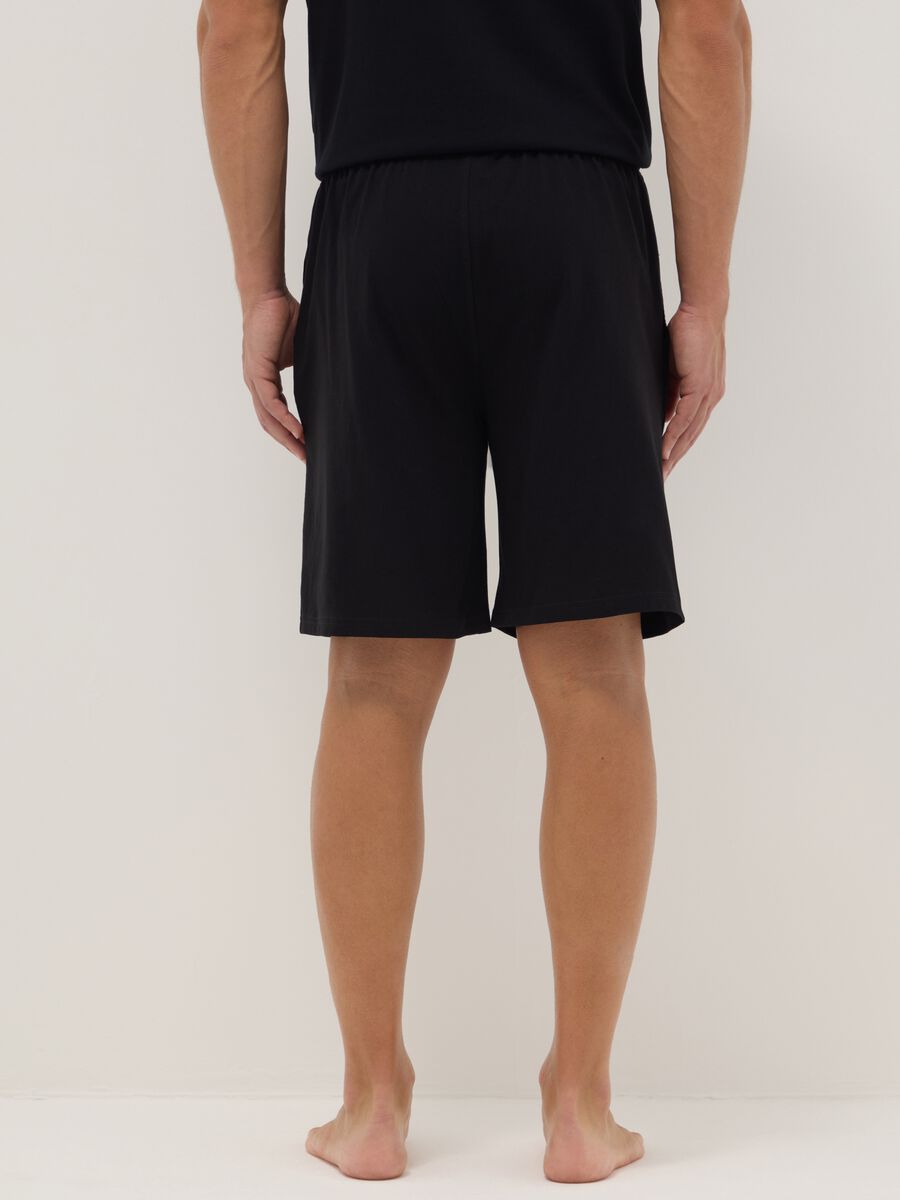 Black pure cotton regular fit pyjama shorts_2