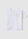 T-shirt blanc en pur coton pour fille, coupe boxy avec c&oelig;ur_0