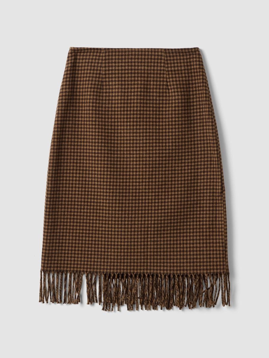 Brown and black wool-viscose blend skirt_6