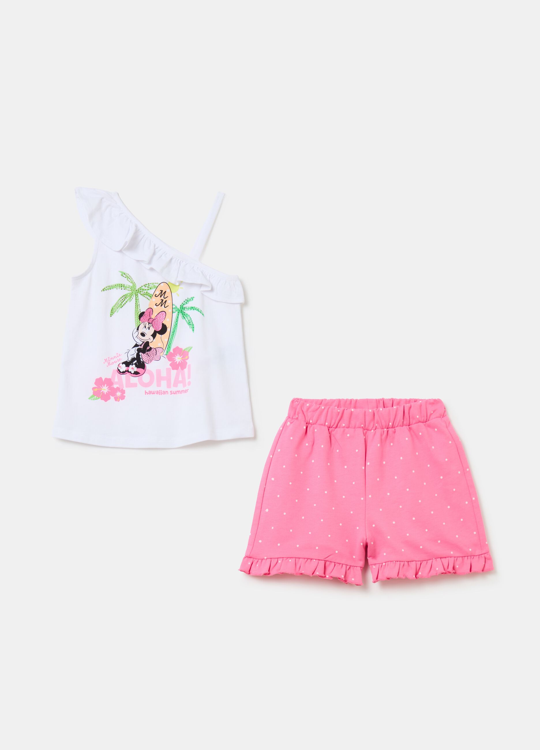 Jogging set with polka dots and Minnie Mouse print
