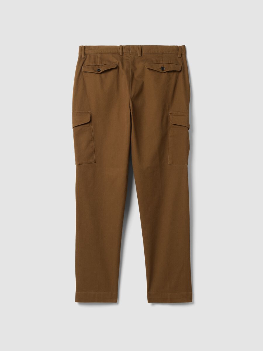 Brown comfort-fit stretch cotton twill cargo trousers_2