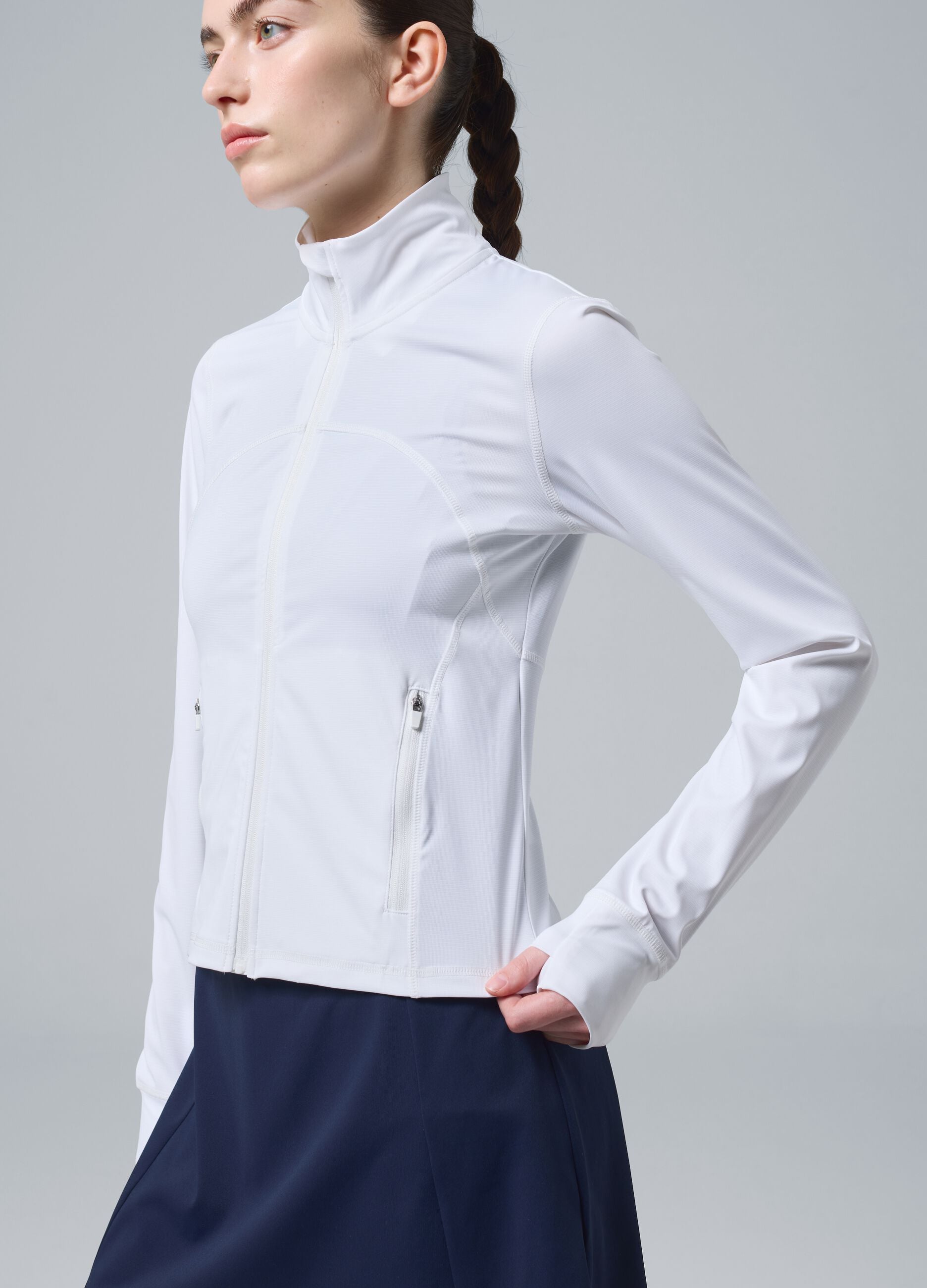 Wei&szlig;es ALTAVIA COURT Full-Zip-Sweatshirt aus elastischem Funktionsmaterial