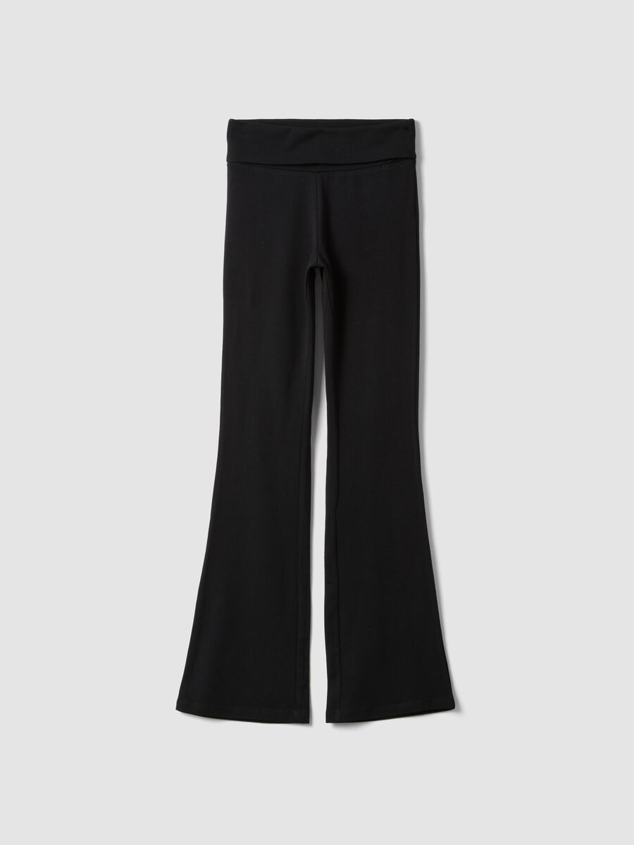 Girls&rsquo; black flared leggings in stretchy organic cotton_0