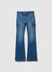 Girls' regular fit stretchy blue cotton flare trousers_3