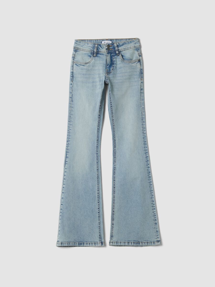 Light blue stretch cotton flare jeans_0