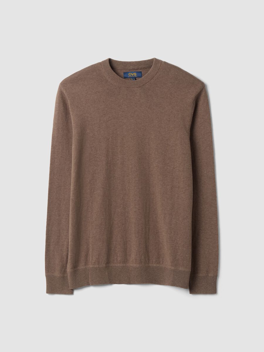 Brown cotton and cashmere blend crew-neck jumper_4