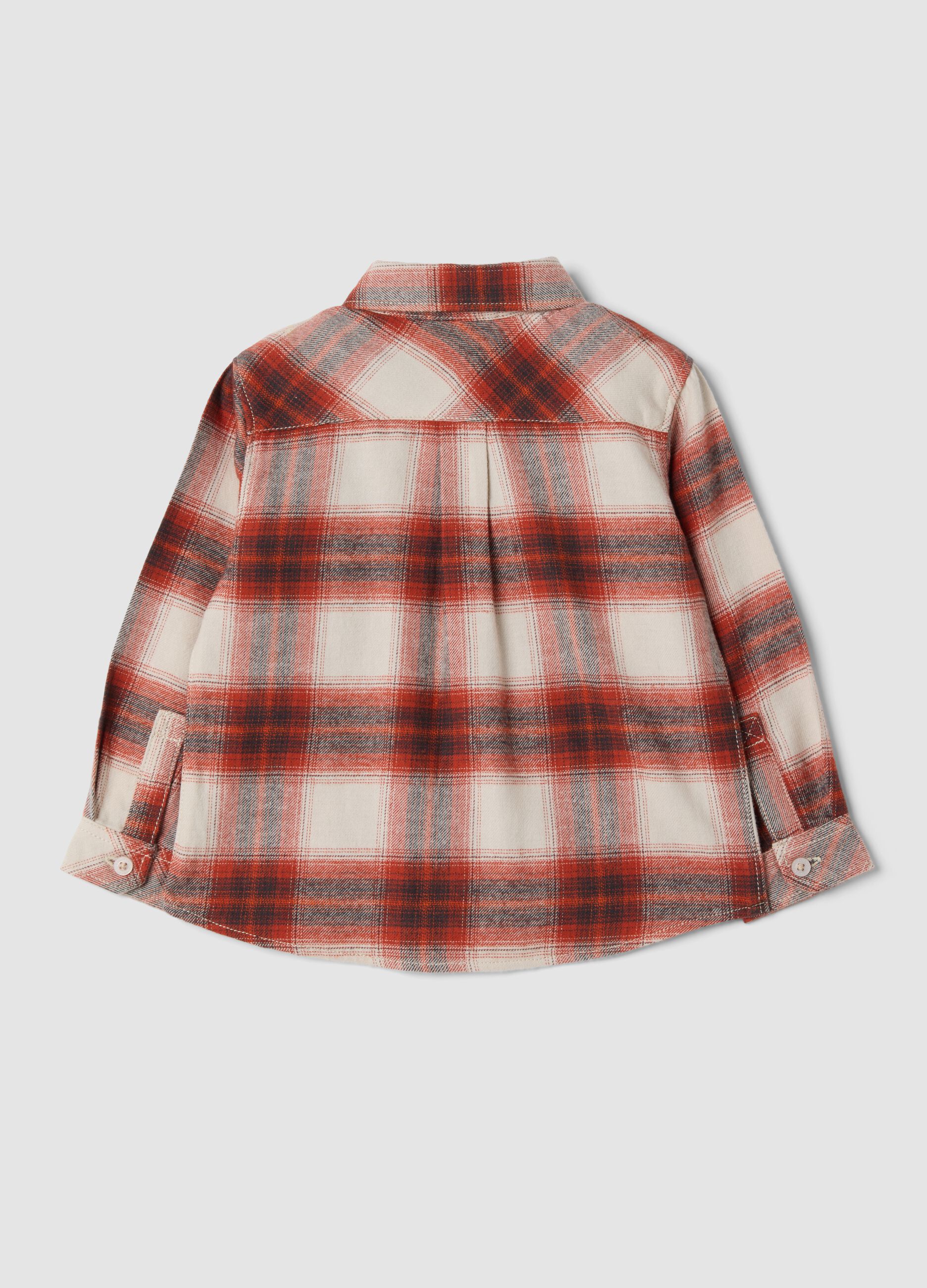 Camicia marrone e rossa a quadri in puro cotone