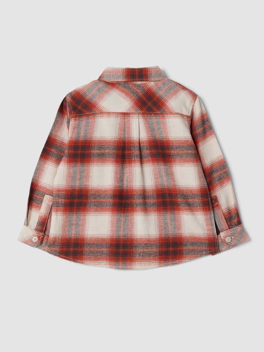 Camicia marrone e rossa a quadri in puro cotone_1