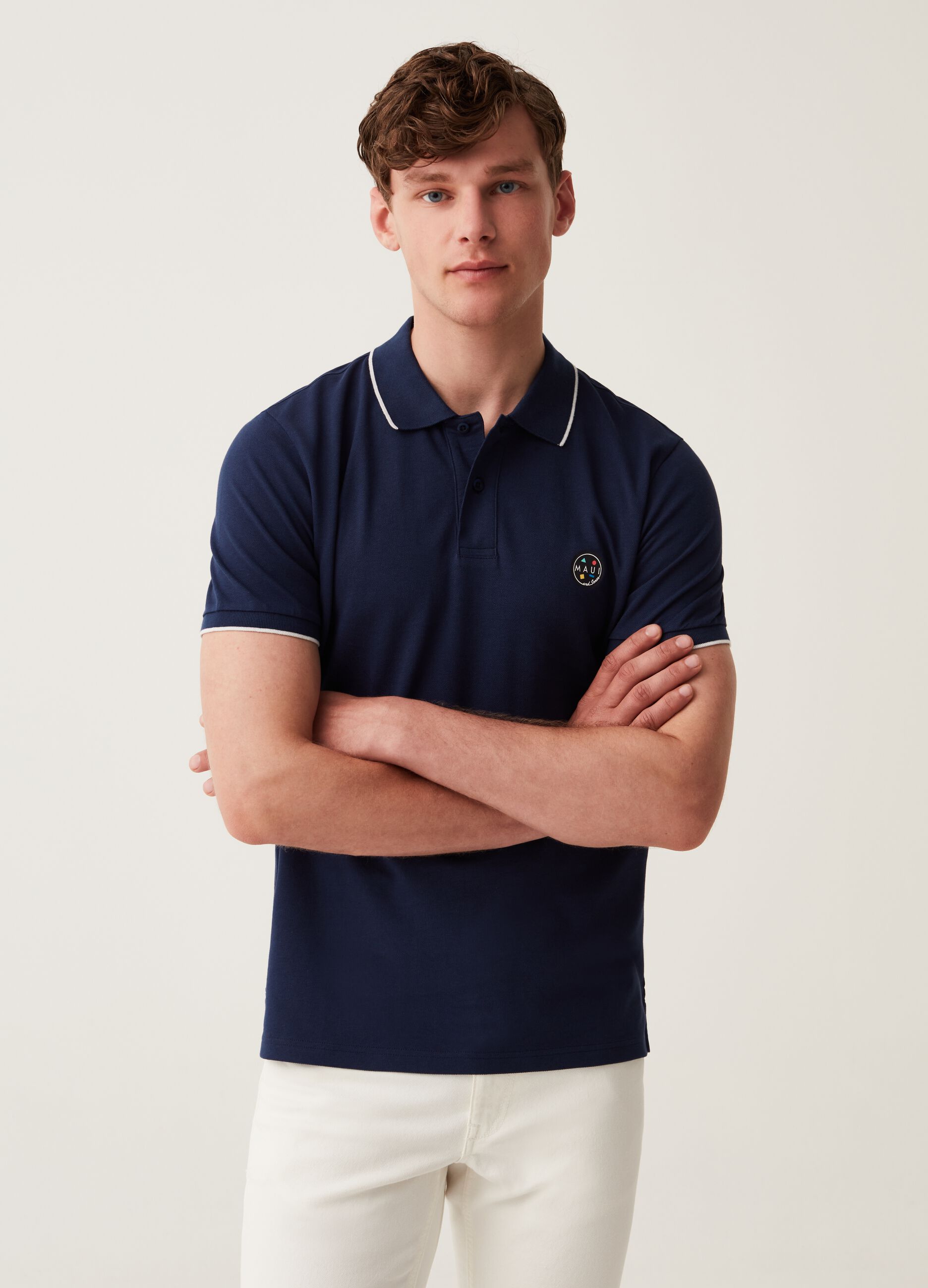 Piquet polo shirt with Maui and Sons print