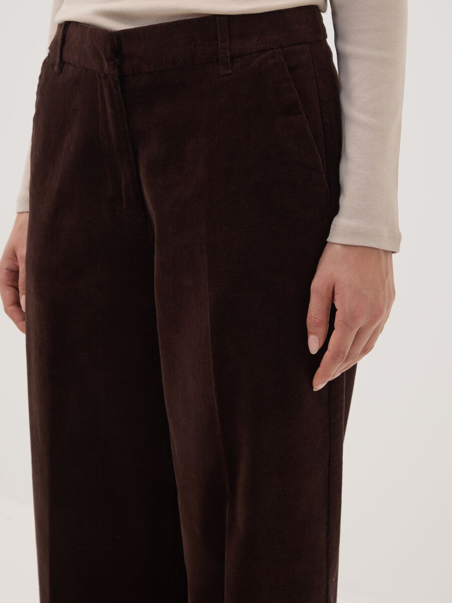 Braune The Iconic Pants Straight-Fit-Hose aus geripptem Stretch-Baumwollstoff_2
