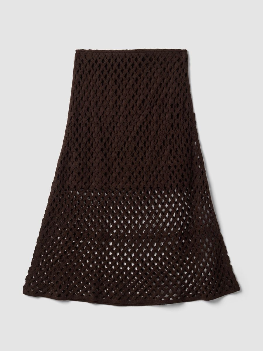 Brown cotton-blend crochet skirt_4