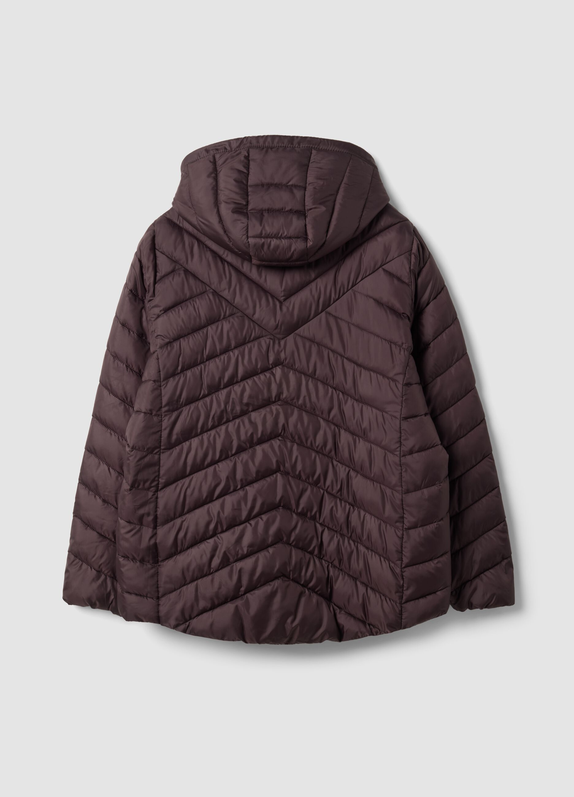 Purple Ultralight quilted jacket with hood and zip, regular fit