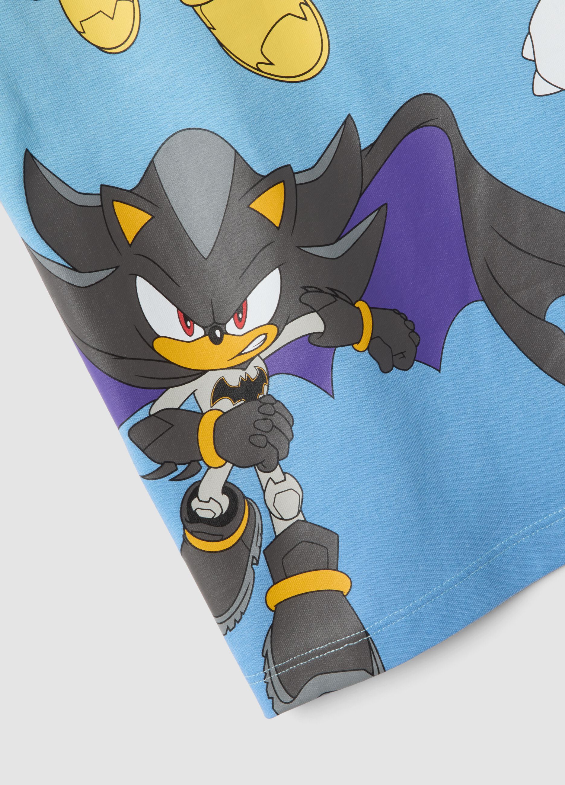 Blue pure cotton Sonic print T-shirt for boys