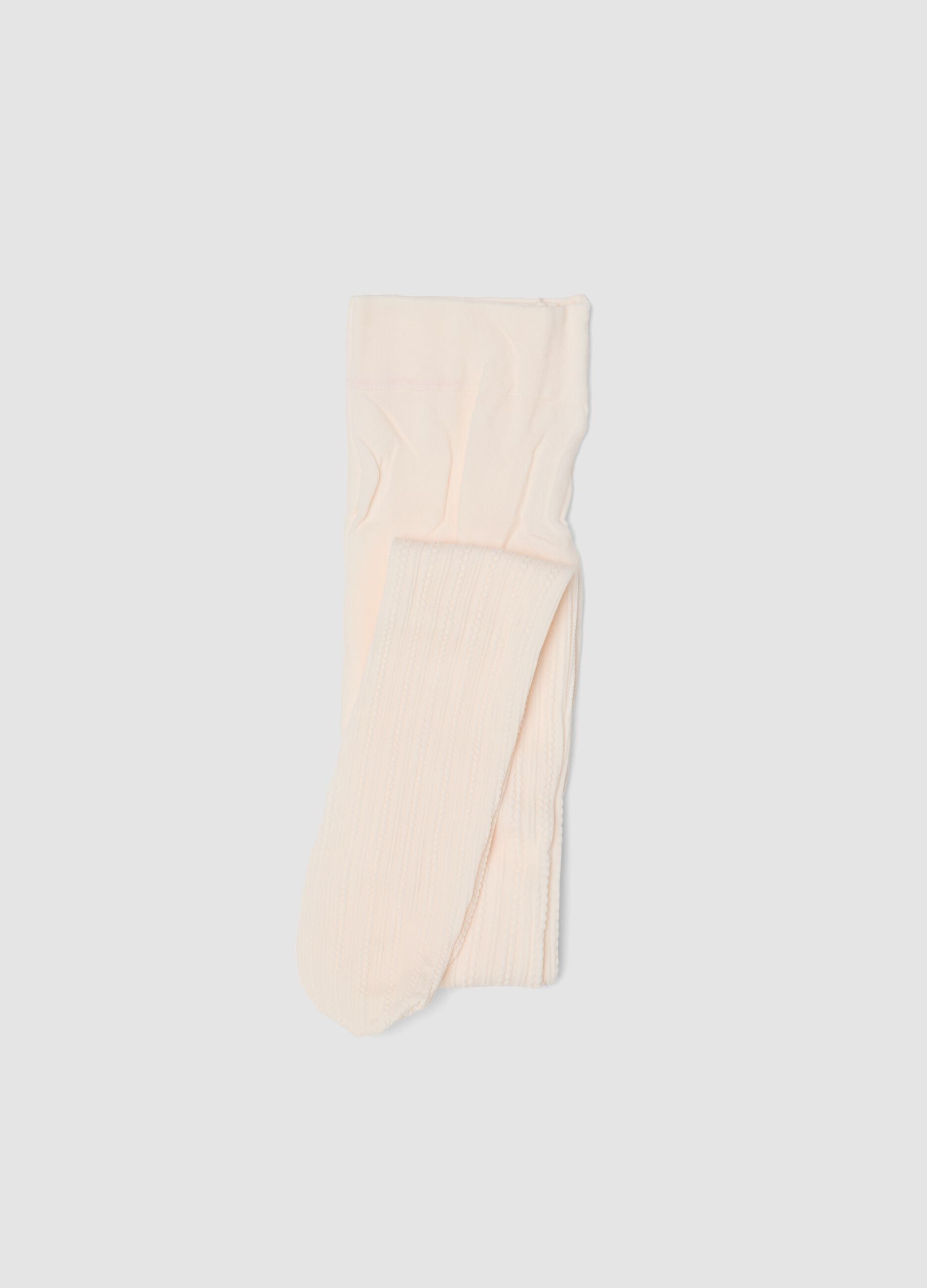 White ribbed stretch tights