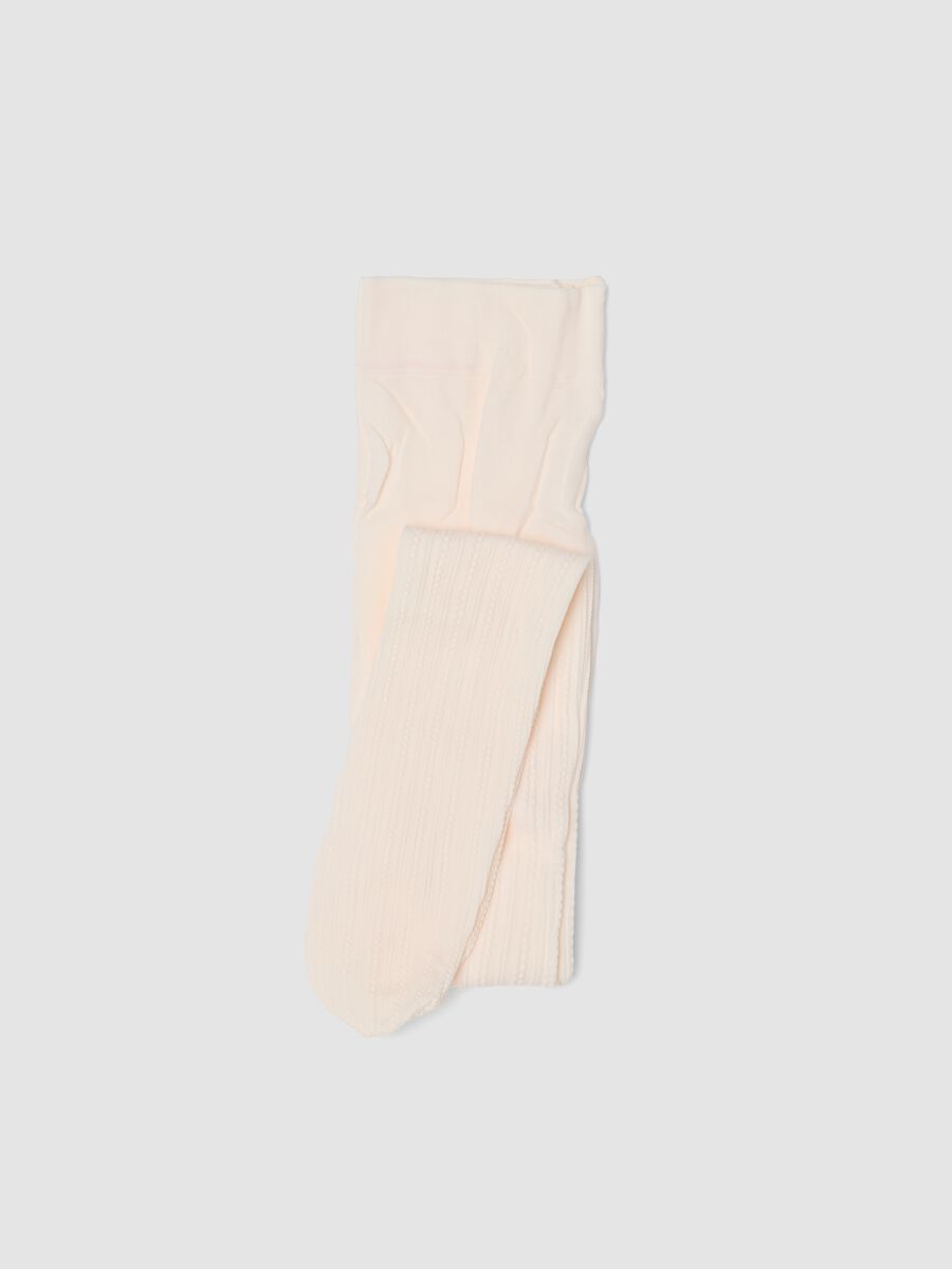 White ribbed stretch tights_0
