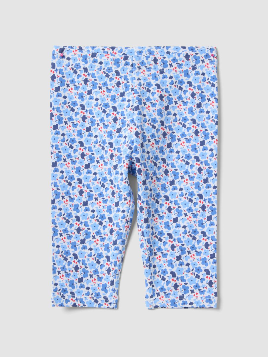 Colourful stretch cotton slim leggings for girls with flowers_0