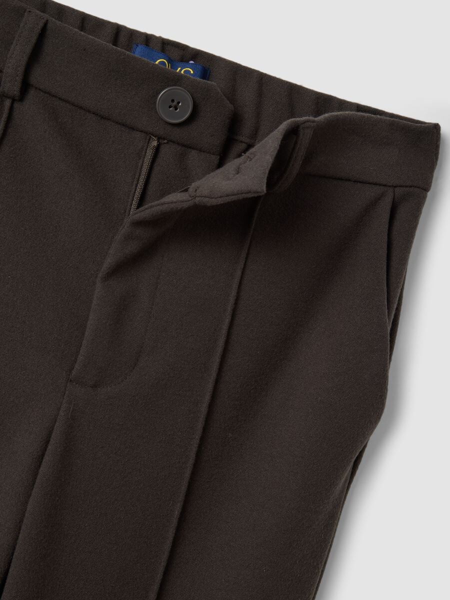 Pantaloni marroni in viscosa elasticizzata straight fit_5