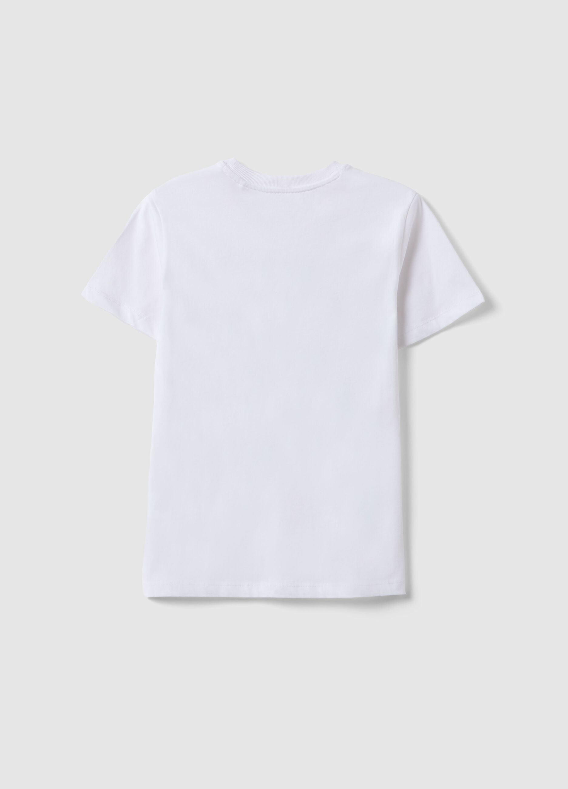 Boy's white pure cotton regular fit T-shirt with print