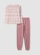 Pink pure organic cotton striped crew-neck pyjamas_6