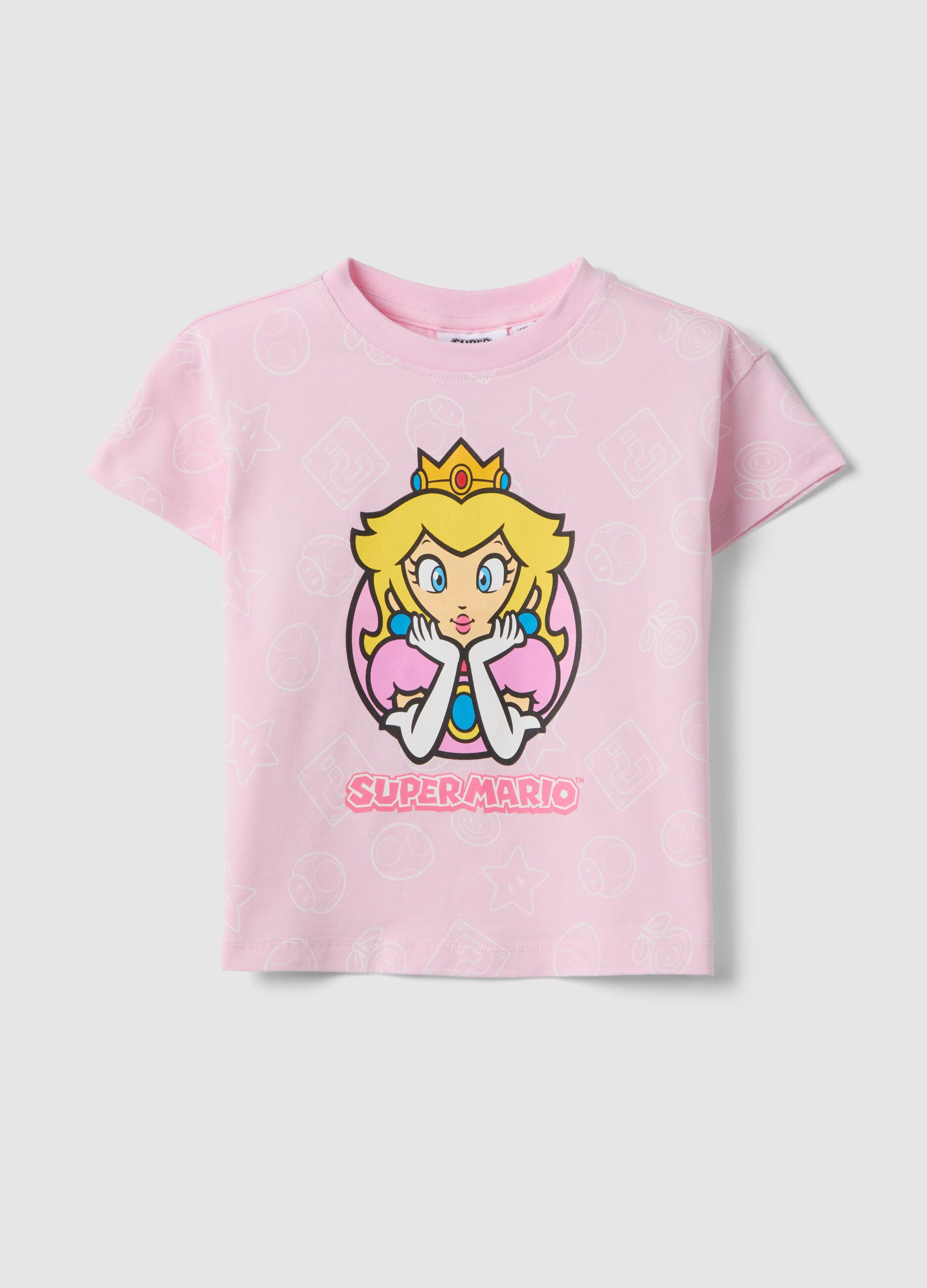 Camiseta rosa de algod&atilde;o el&aacute;stico para menina, ajuste regular com Peach
