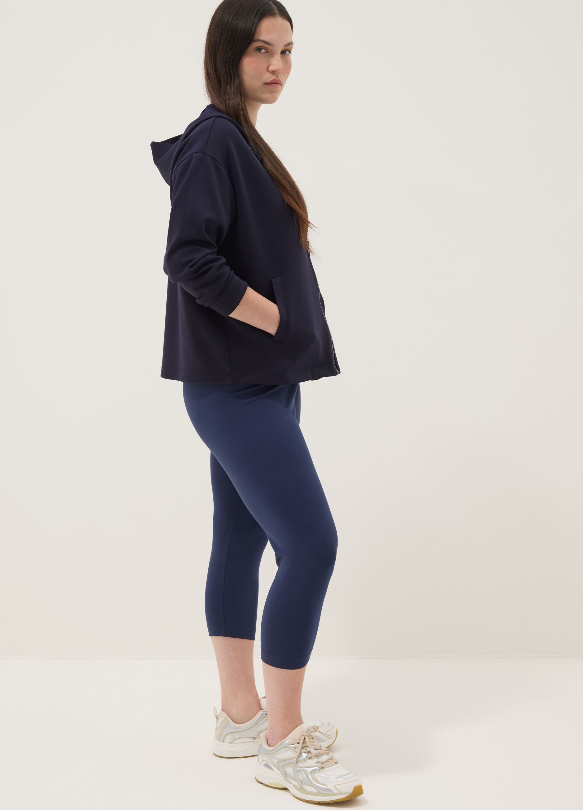 Blue stretch cotton leggings