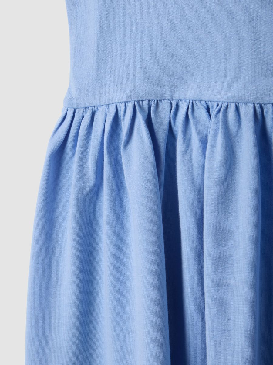 Sleeveless light blue pure cotton girls&rsquo; dress, regular fit_3