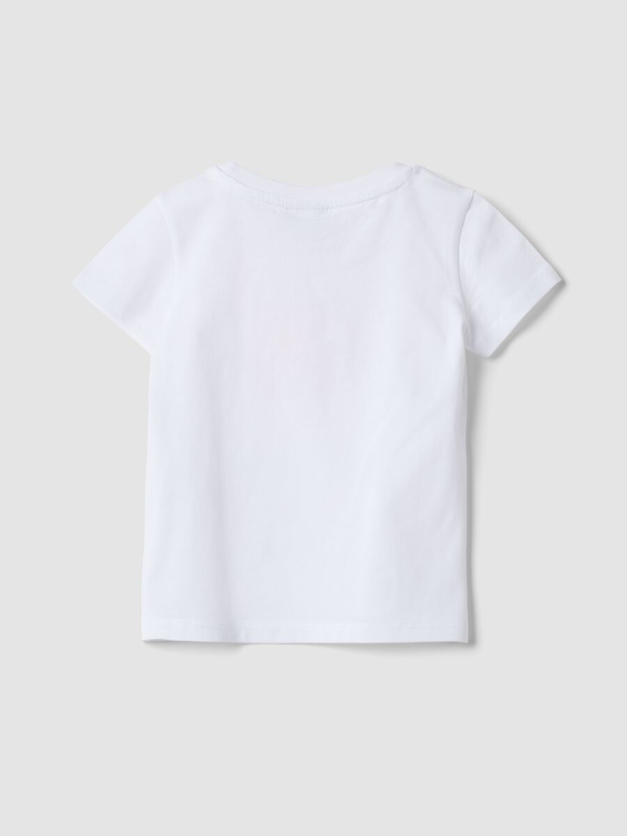 White pure cotton girl's T-shirt regular fit with print_1